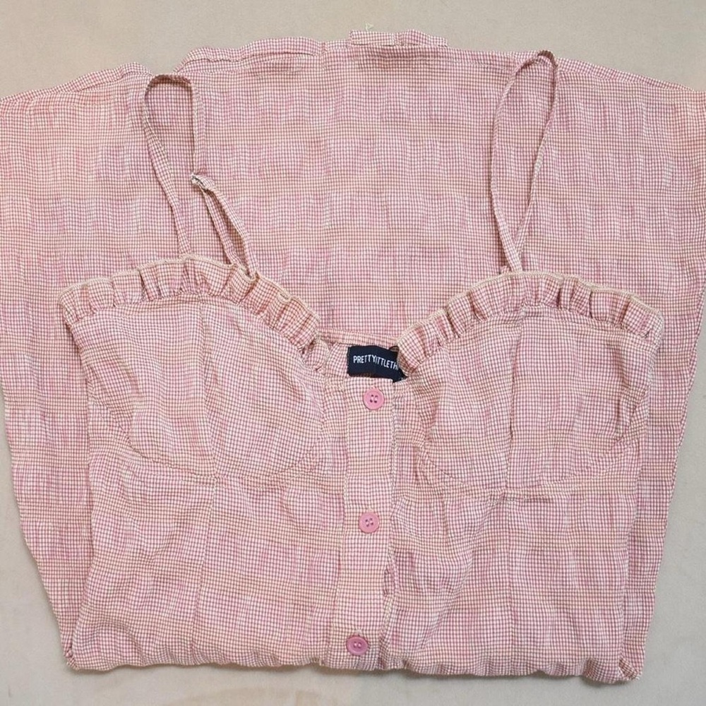 Chic Pink PrettyLittleThing Gingham Body Con Dress with Ruffle Detail - Picture 7 of 8
